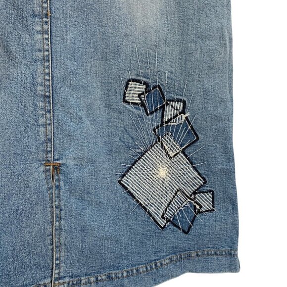 Vintage🌺kk Perfino Denim Jean Pencil Knee Length Skirt Size XS - Picture 3 of 10